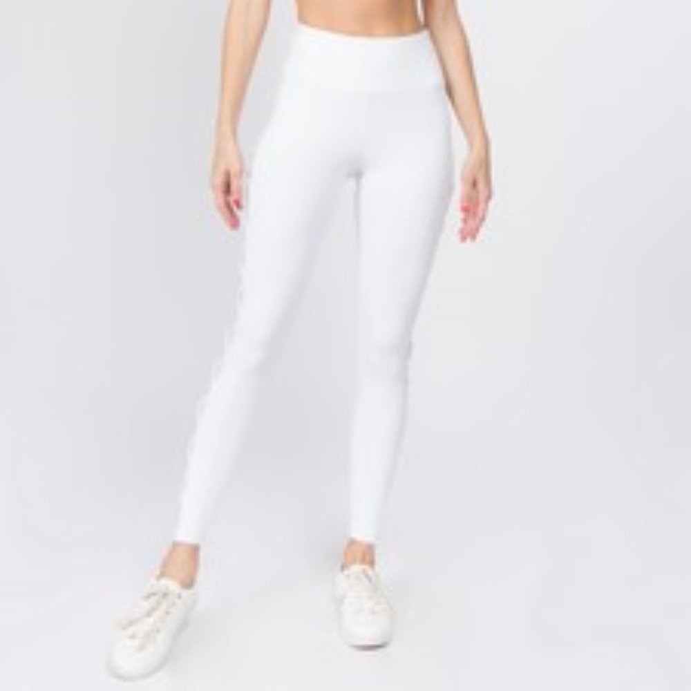 Active Lace-Up Mesh Side Workout Leggings - WHITE - Picture 3 of 5